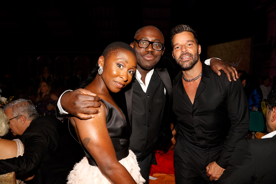 Event Chair Cynthia Erivo, Edward Enninful and Ricky Martin (Photo by Kevin Tachman)