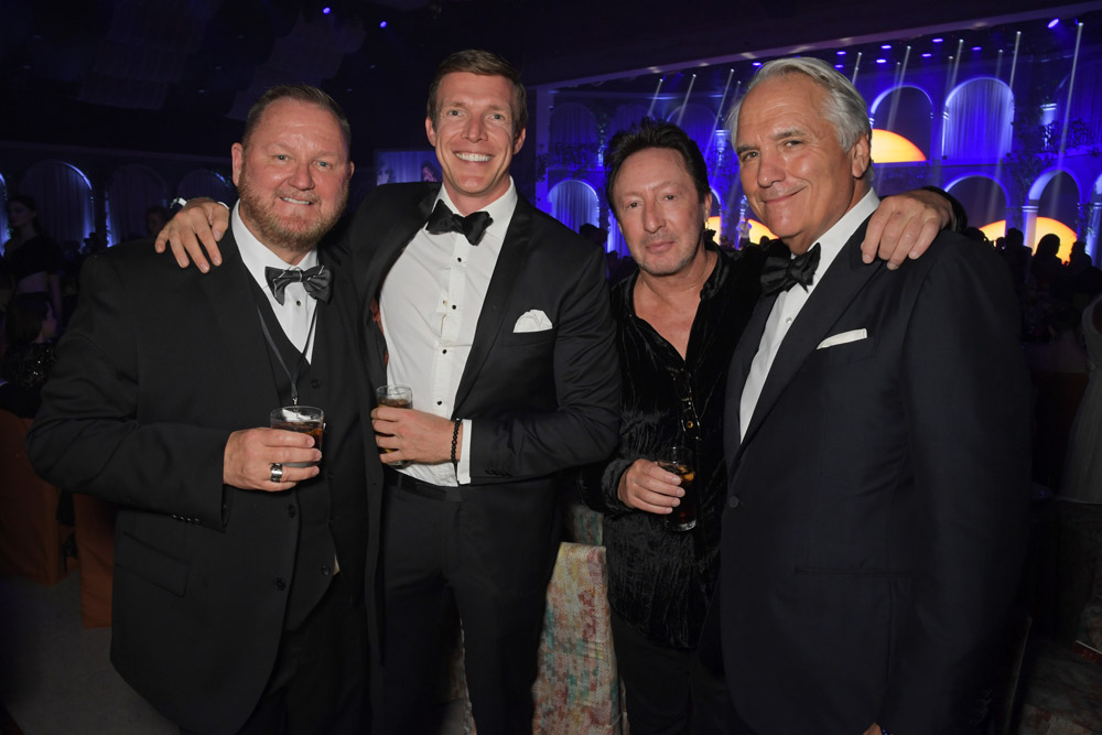 amfAR CEO Kevin Robert Frost, Philipp Meyer-Schmeling, Event Chair Julian Lennon and amfAR Trustee Vin Roberti (Photo by Getty Images)