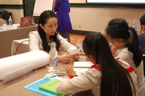 TREAT Asia consultant Jennifer Ho (far left) with two Youth ACATA participants during the Bangkok workshop