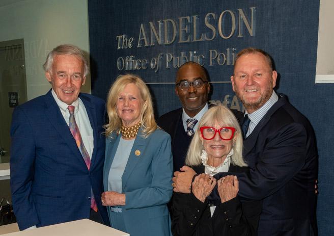 Senator Ed Markey (D-Mass), amfAR Senior Policy and Medical Advisor Dr. Susan Blumenthal, amfAR VP and Director of Public Policy Greg Millett, Michele Andelson, and Kevin Robert Frost. Photo by Sam Garvin/amfAR