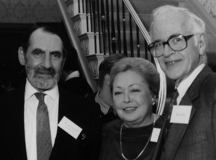 (left to right) Dr. Joseph Sonnabend, Dr. Mathilde Krim, and Harley Hackett