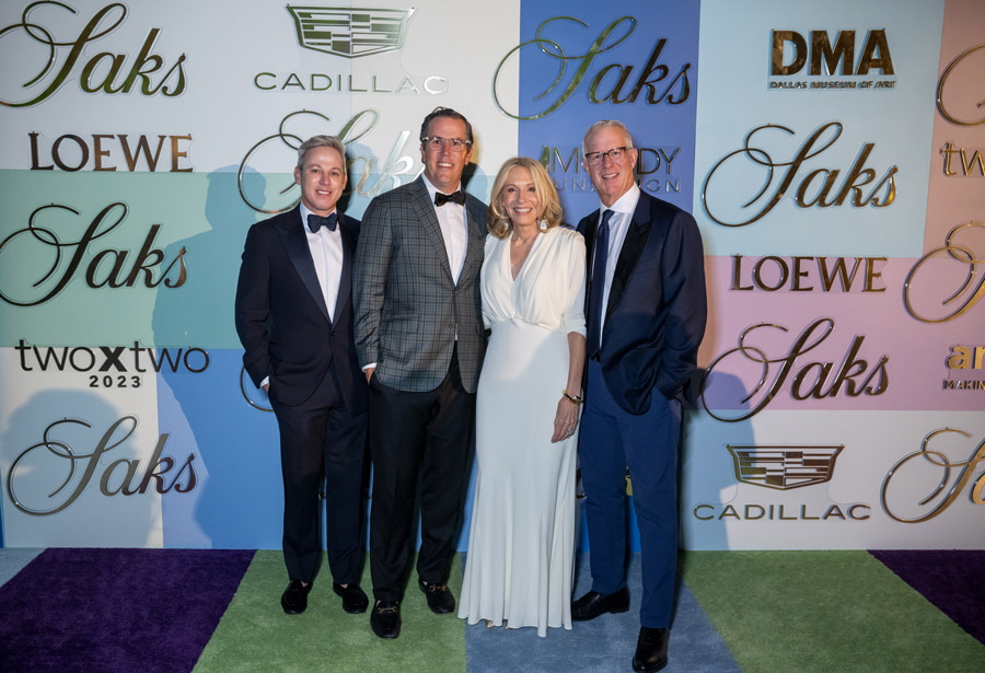 amfAR Trustee Cindy Rachofsky flanked by Board Co-Chairs T. Ryan Greenawalt and Kevin McClatchy, with Trustee Michael Lorber (left)