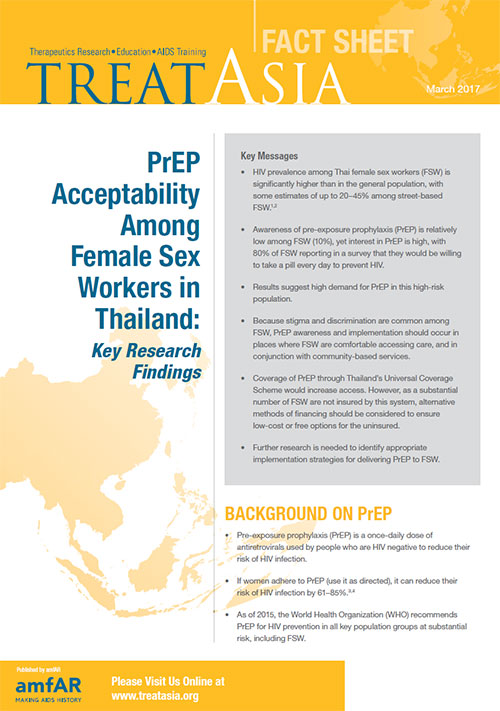 Photo illustrating the study on PrEP acceptability among female sex workers in Thailand