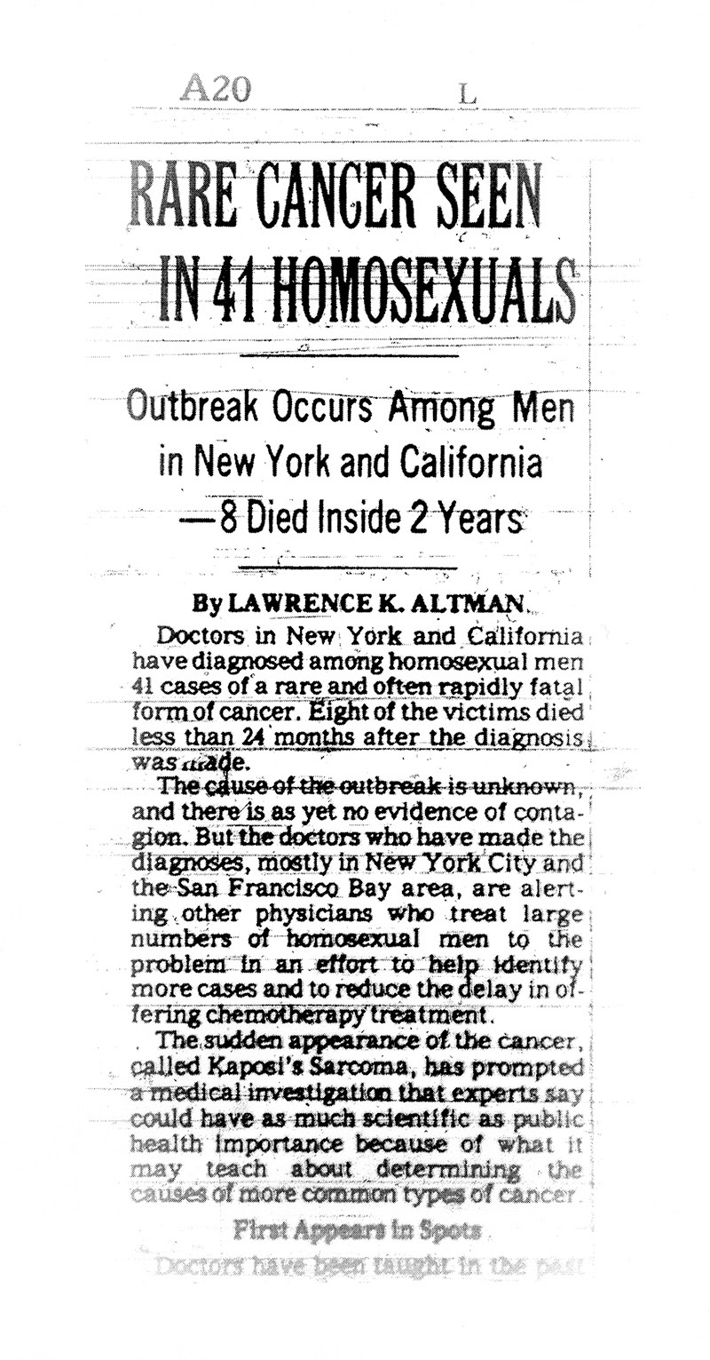 Photo marking 1981, when early unexplained illness among gay men signaled the start of the AIDS epidemic