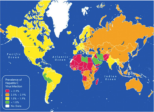 Map showing hepatitis C and HIV co-infection prevalence across the Asia-Pacific region