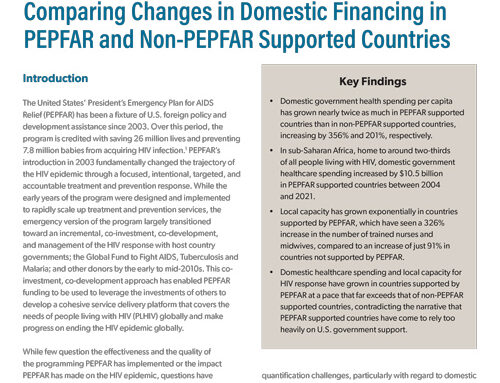 Domestic Funding Contributions to Health: Comparing Changes in Domestic Financing in PEPFAR and Non-PEPFAR Supported Countries