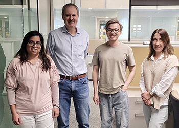 Mentor Dr. Dhanushi Rupasinghe, Research Fellow, Biostatistics and Database Program, Kirby Institute; Professor Matthew Law, PhD, co-principal investigator of IeDEA Asia-Pacific and Head of the Biostatistics and Databases program; FIMP trainee Thinh Toan Vue; and Dr. Kathy Petoumenos, who is succeeding Dr. Matthew at the Kirby Institute upon his retirement at the end of 2024.