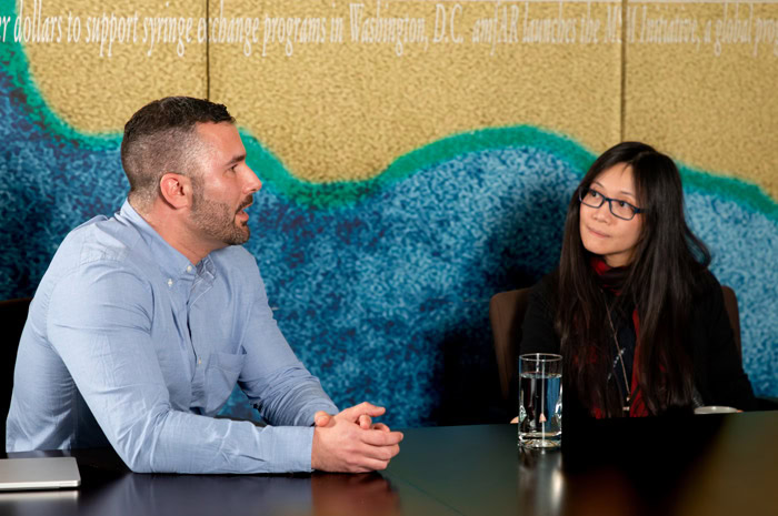 Dr. Andrea Gramatica and Dr. Guinevere Lee discuss CAR T cell research at amfAR's HIV roundtable