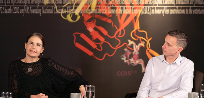 Drs. Marina Caskey and Brad Jones discuss HIV viral subtypes at amfAR's research roundtable