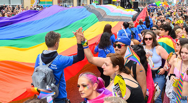 LGBTQ+ youth Pride imagery for amfAR's article on Pride and HIV risk among young people