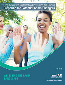 Icon illustrating the 'Assessing the Payer Landscape' section for long-acting HIV products