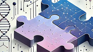 Puzzle-piece illustration symbolizing how AI helps piece together clues in cancer and HIV research