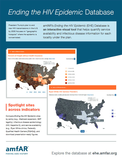 Cover of amfAR's Ending the HIV Epidemic (EHE) Database infographic