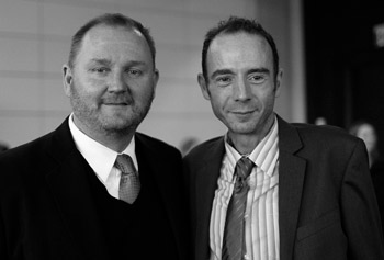 Timothy Ray Brown (right) with former amfAR CEO Kevin Robert Frost