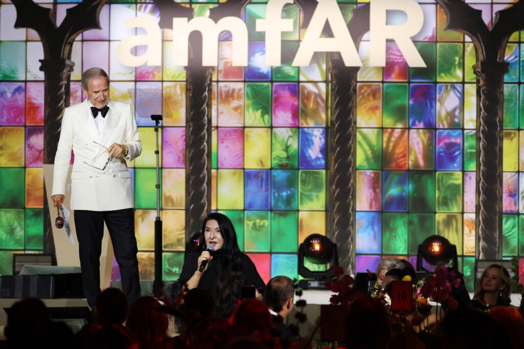 Simon de Pury and Marina Abramović (Photo by Getty Images)
