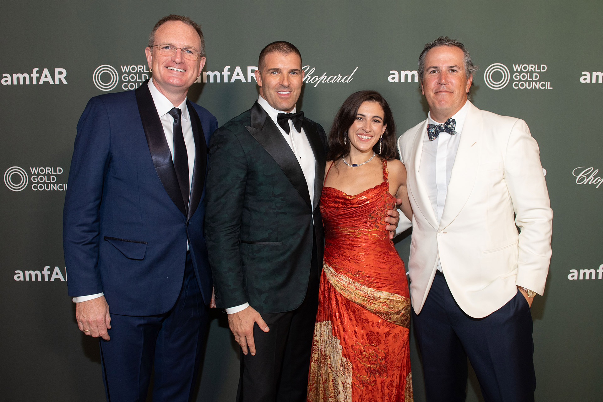 amfAR CEO Kyle Clifford, amfAR Board Members Alessandro Dusi and Olivia Tyson, amfAR Board Co-Chair Ryan Greenawalt (Photo by Getty Images)
