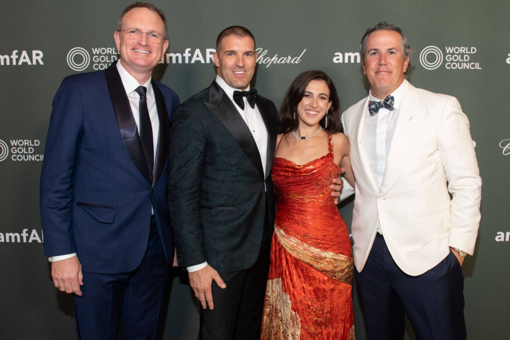 amfAR CEO Kyle Clifford, amfAR Board Members Alessandro Dusi and Olivia Tyson, amfAR Board Co-Chair Ryan Greenawalt (Photo by Getty Images)